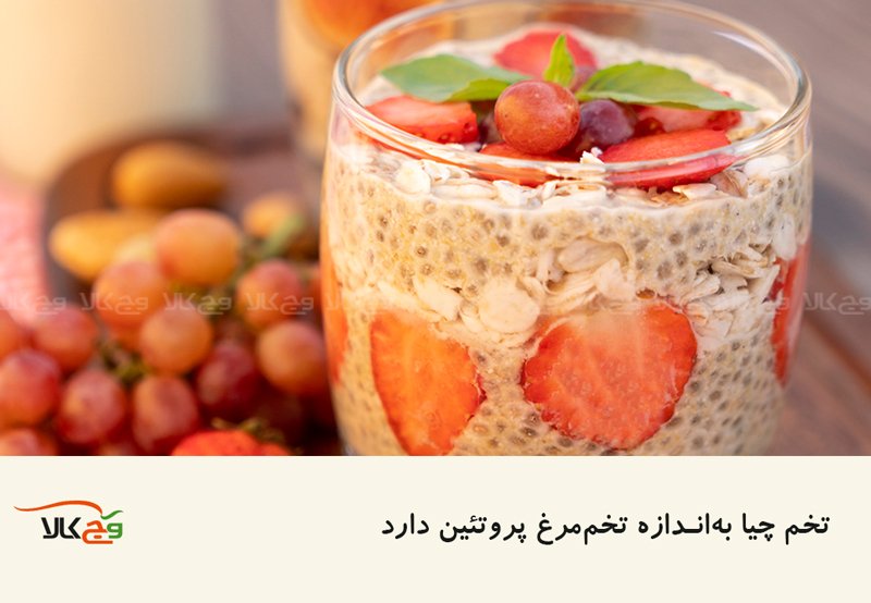 چیا منبع پروتئین گیاهی است که به اندازه تخم مرغ پروتئین دارد.