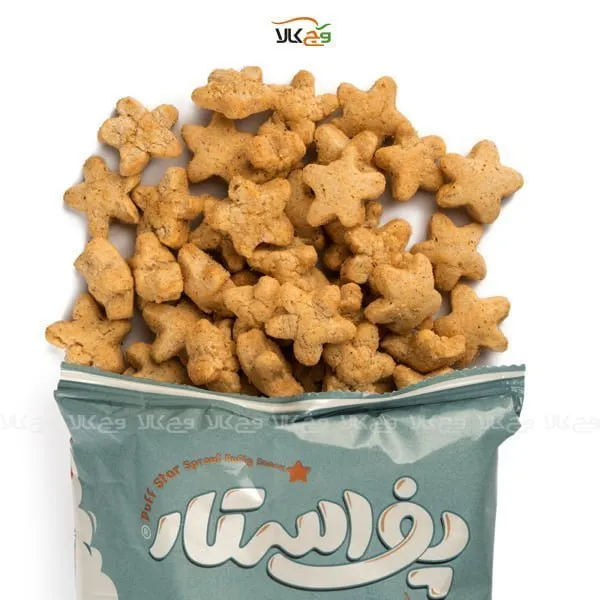 اسنک گیاهی چهار غله طعم باربیکیو - پف استار اسنک گیاهی چهار غله طعم باربیکیو - پف استار