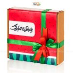 باکس شیشه‌ای هدیه شب یلدا - شکلات و دمنوش - وگان