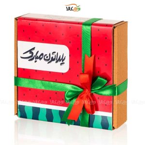 باکس شیشه‌ای هدیه شب یلدا - شکلات و دمنوش - وگان