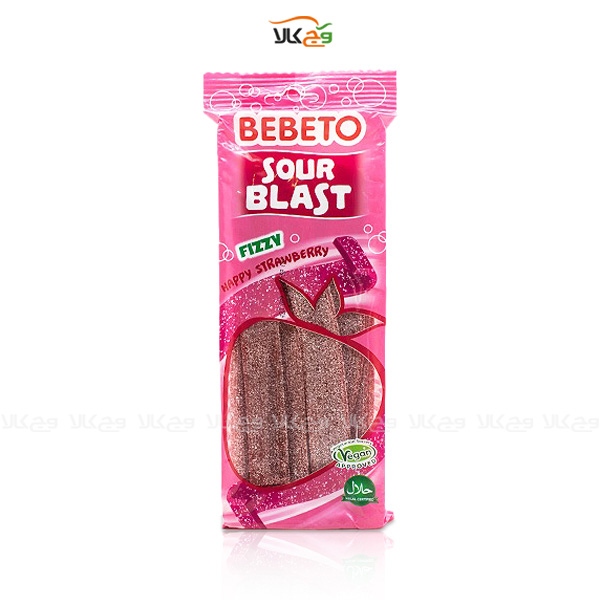 پاستیل نواری ترش وگان با طعم توت فرنگی ببتو – 200 گرمی - Bebeto