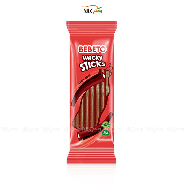 پاستیل وگان با طعم کولا مدل wacky sticks ببتو – 200 گرمی - bebeto