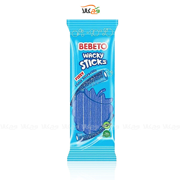پاستیل ترش وگان با طعم تمشک مدل wacky sticks ببتو – 200 گرمی - bebeto
