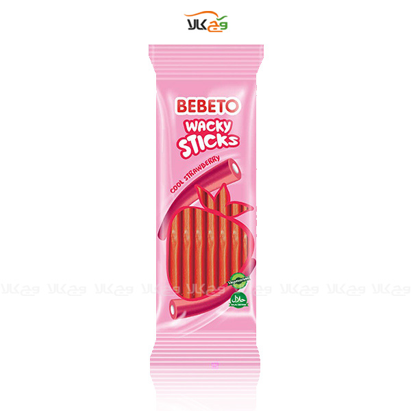 پاستیل وگان با طعم توت فرنگی مدل wacky sticks ببتو – 200 گرمی - bebeto