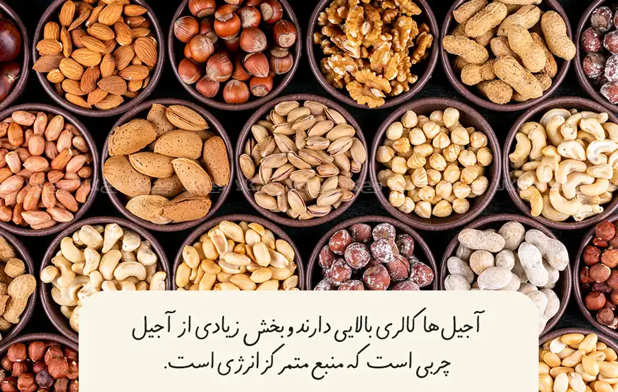 آجیل، سرشار از چربی و کالری