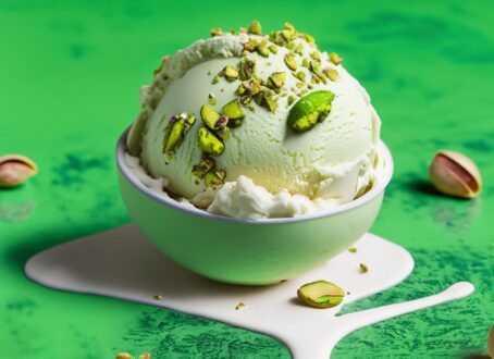 بستنی وگن گیاهی پسته (Vegetarian vegan pistachio ice cream)