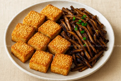 طرز تهیه توفو کنجدی و بادمجان رشته ای غذای کتوژنیک وگان